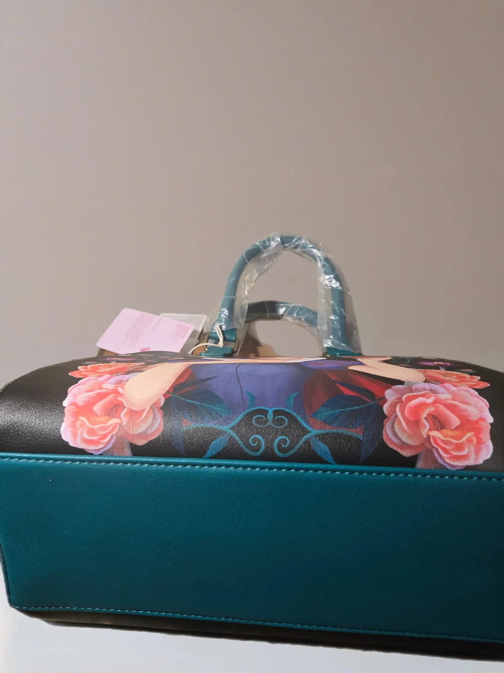 Disney Loungefly Teal Floral Snow White Princess Dome Satchel Bag